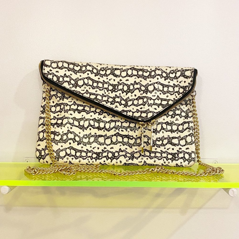 Henri Bendel | Cream Snakeskin Debutante Asymmetrical Crossbody